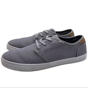TOMS Carlos Gray Canvas Lace Up Sneaker Size 9.5